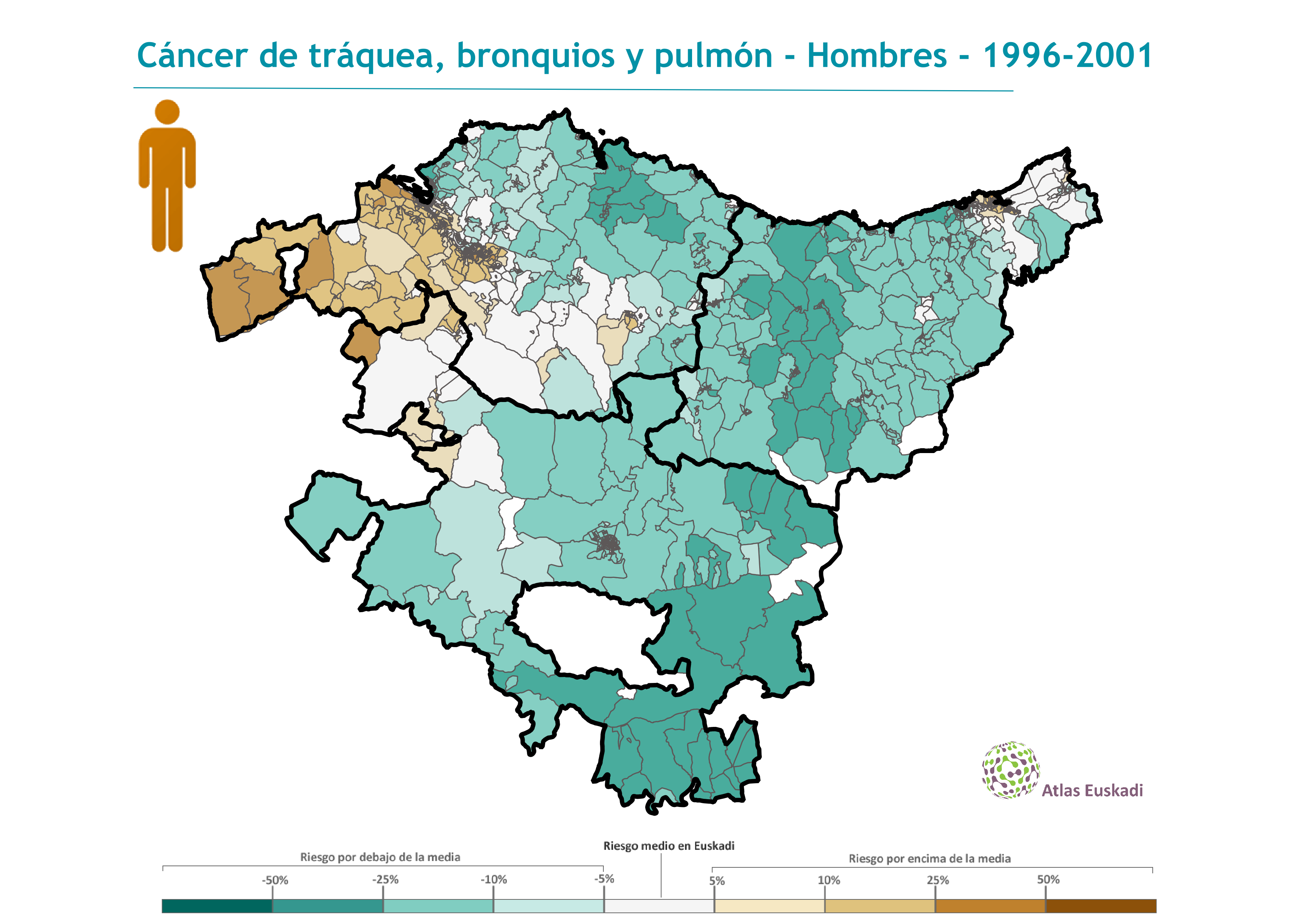 Cáncer de tráquea, bronquios y pulmón hombres  1996-2001 Euskadi