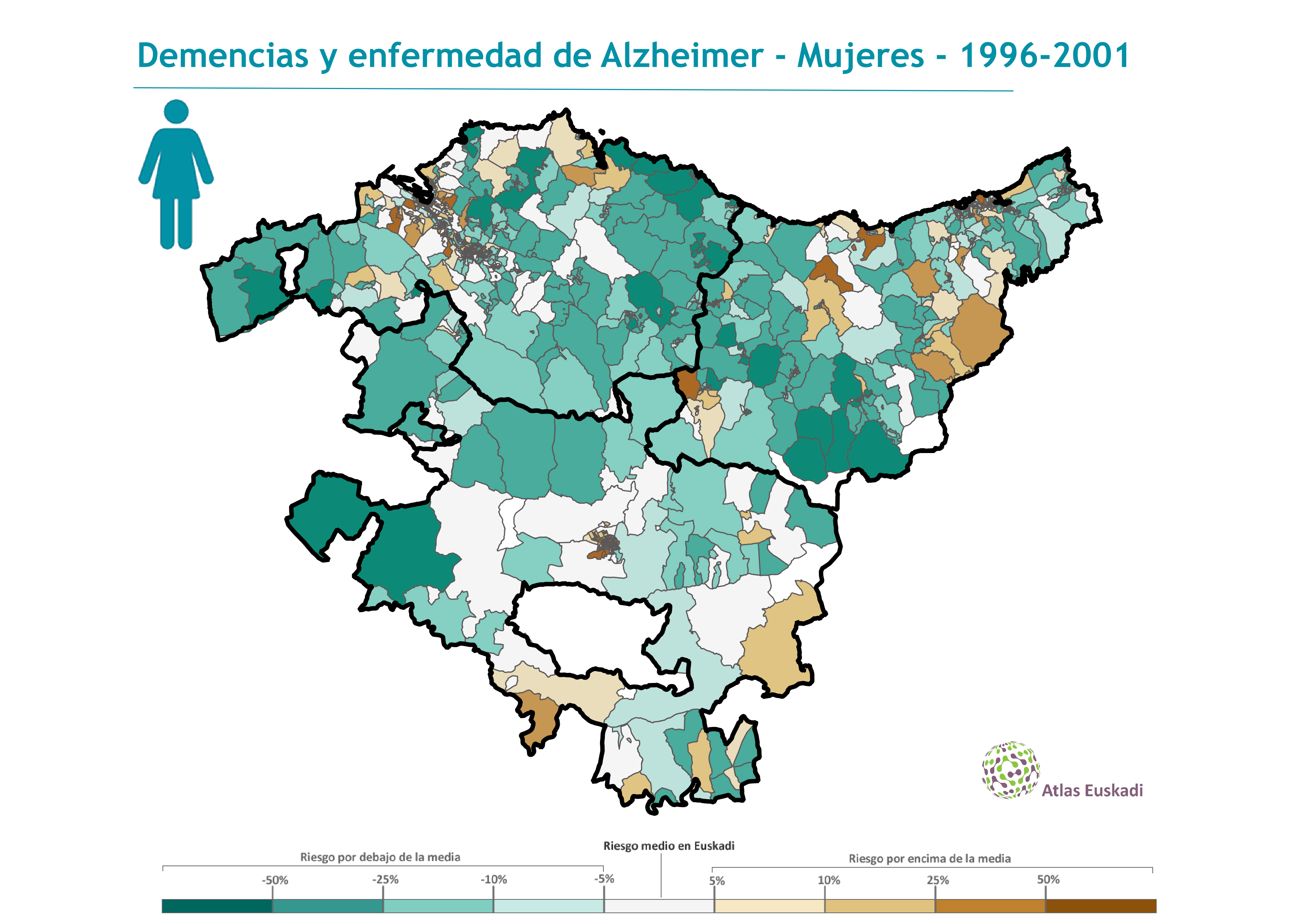 Demencias y enfermedad de Alzheimer mujeres  1996-2001 Euskadi