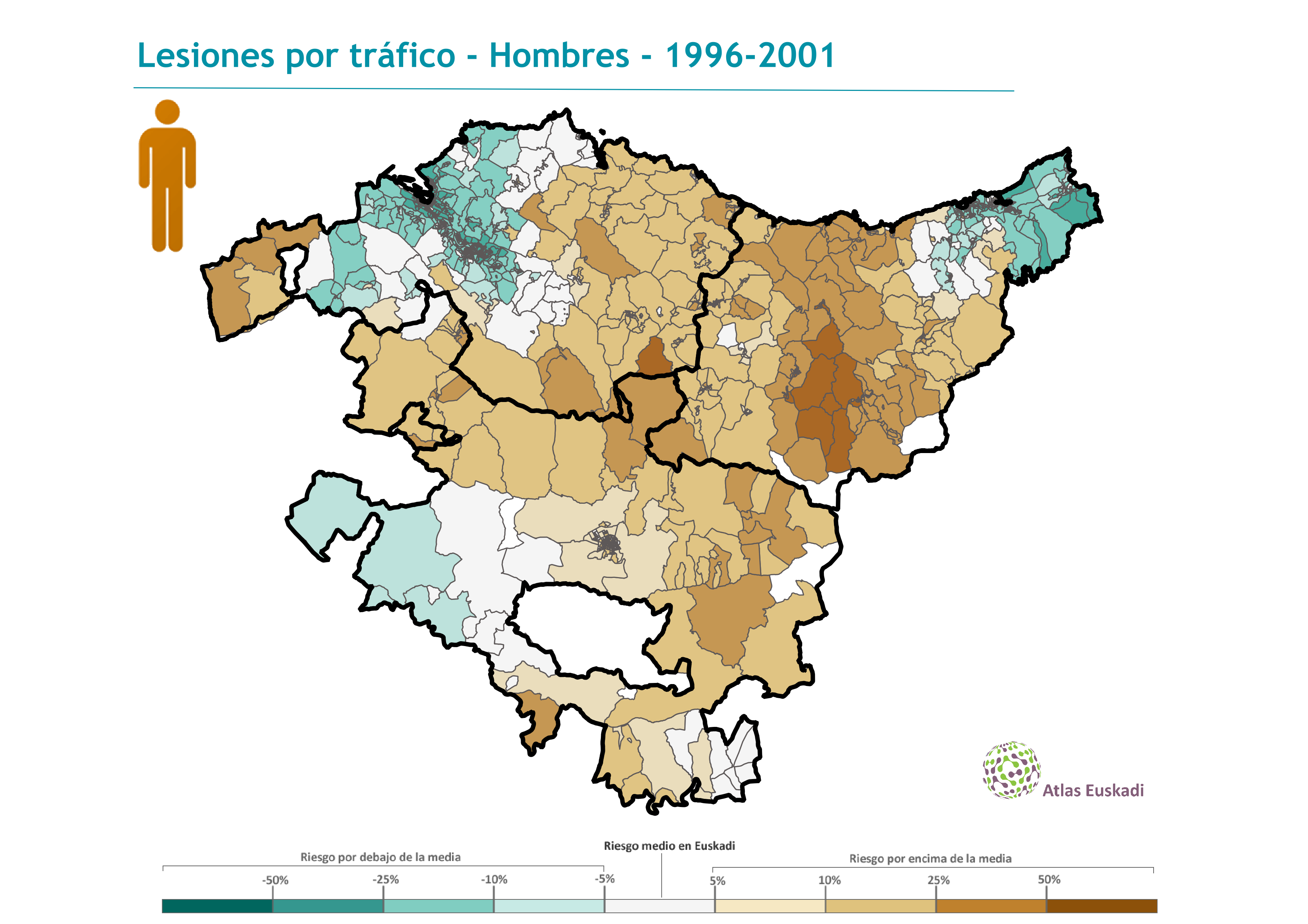 Lesiones por tráfico hombres  1996-2001 Euskadi