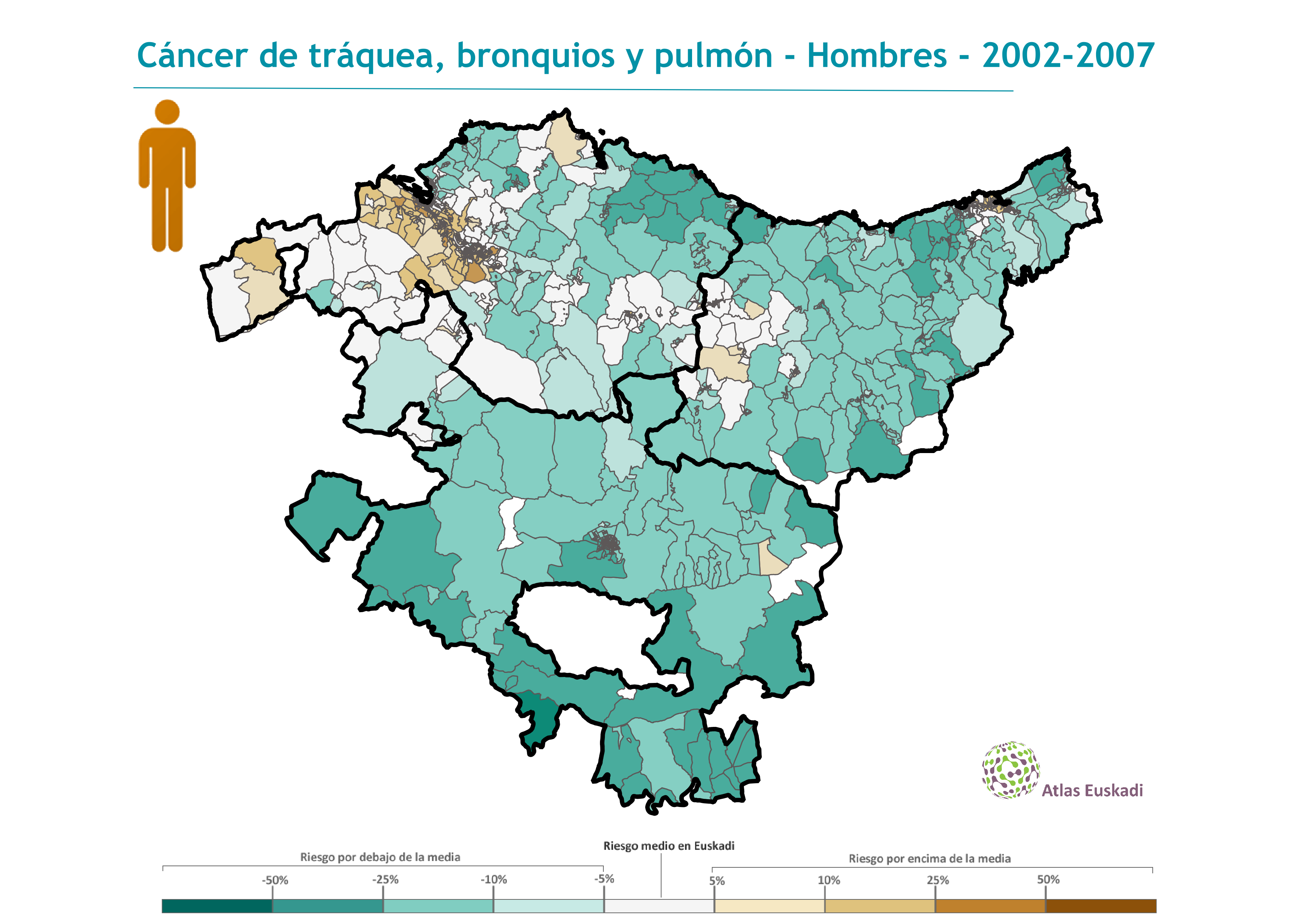 Cáncer de tráquea, bronquios y pulmón hombres  2002-2007 Euskadi