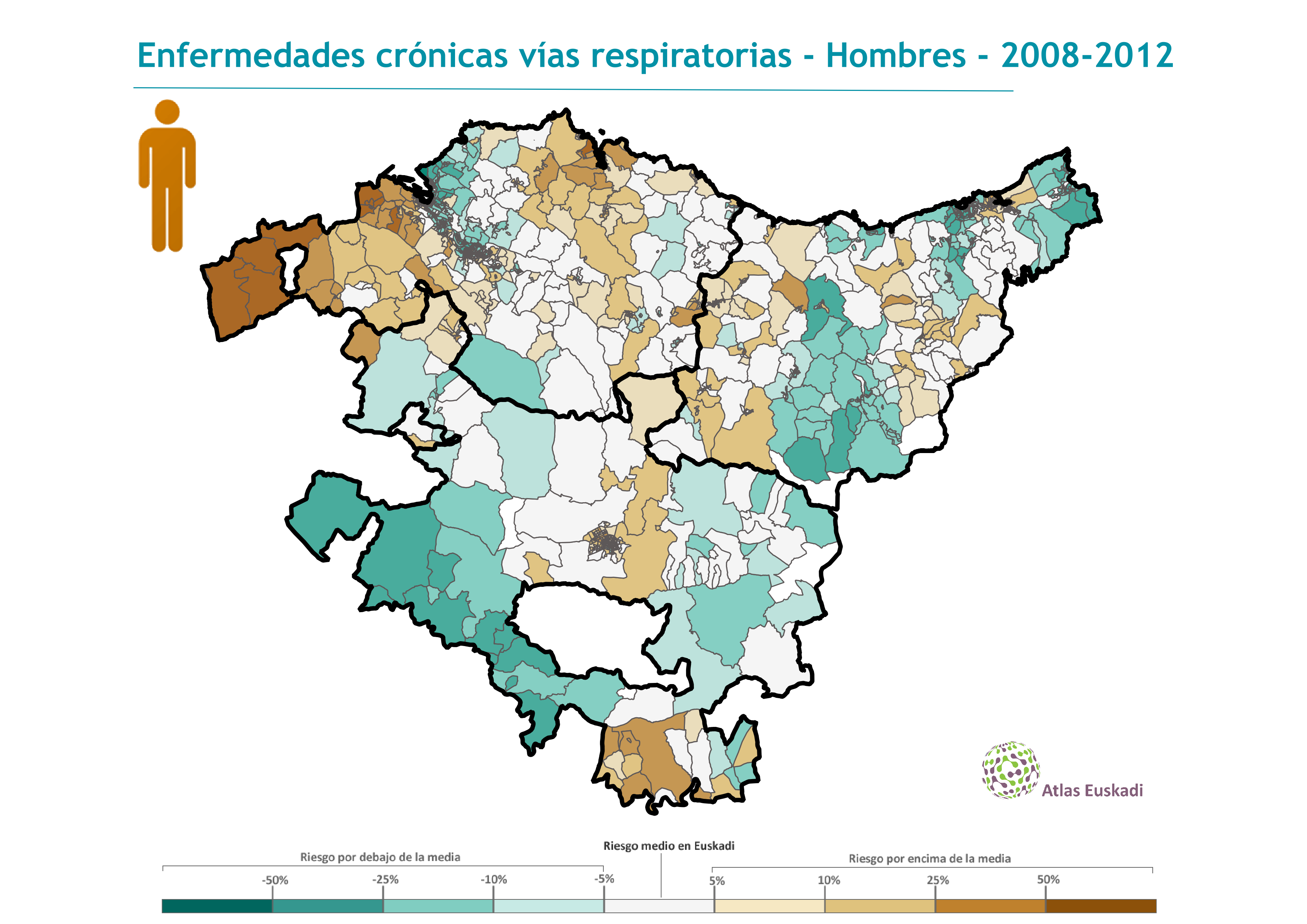 Enfermedades crónicas vías respiratorias (EPOC) hombres  2008-2012 Euskadi