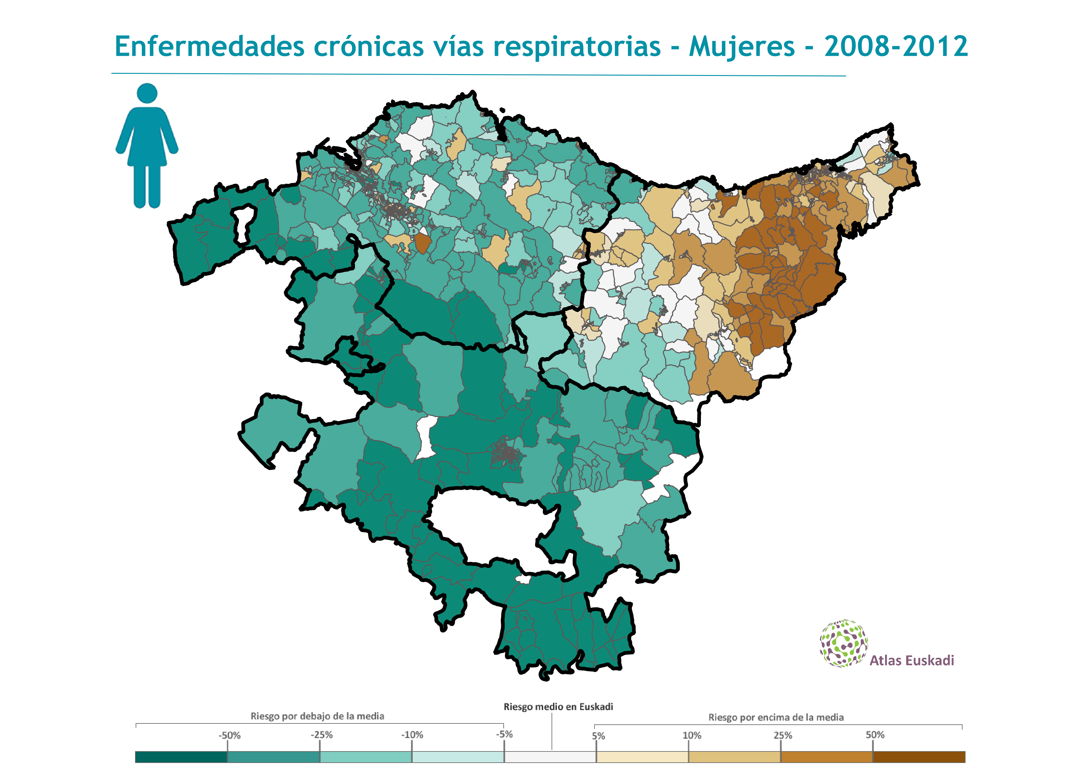 Enfermedades crónicas vías respiratorias (EPOC) mujeres  2008-2012 Euskadi